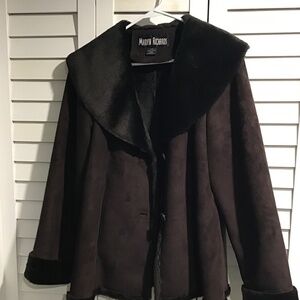 Marvin Richard’s Faux Fur trim coat size Large  like new